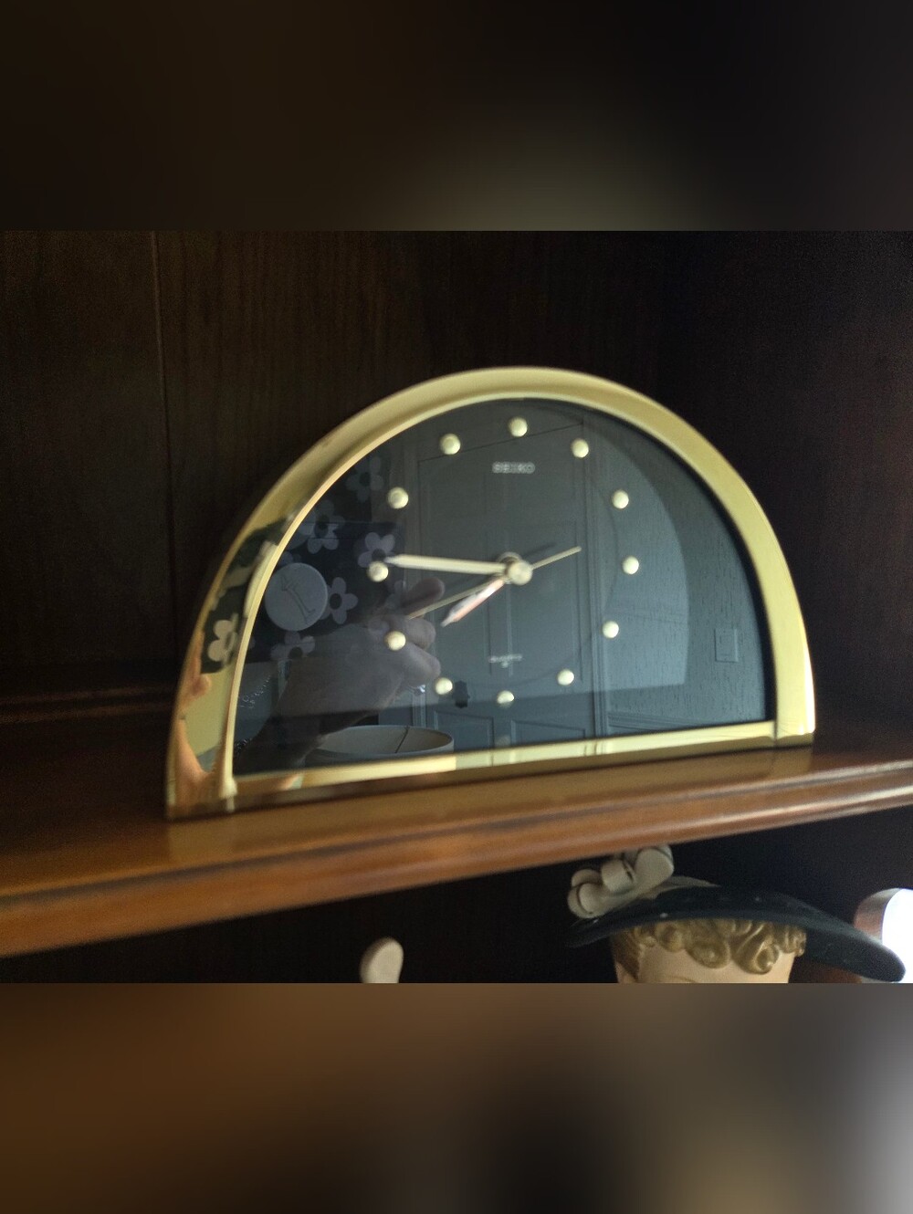 Seiko Gold and Black Arched Mantel Clock